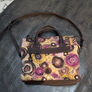 Elegant Brown and Purple Women's Shoulder Bag